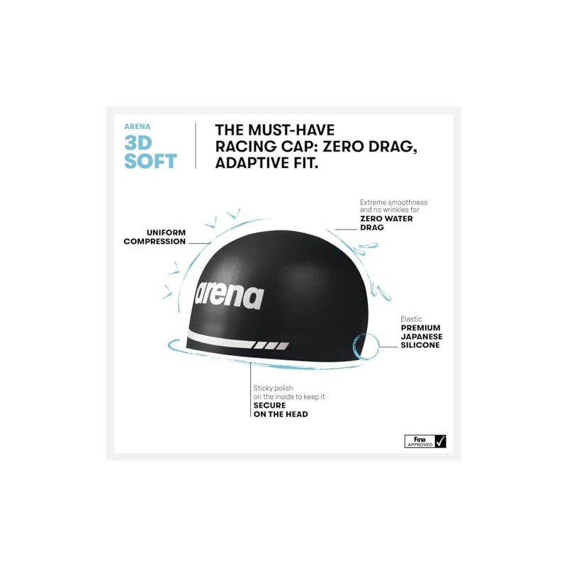 Arena - Gorro de natación Suave 3D