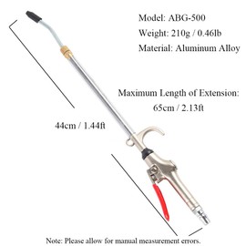 Air Blow Gun High Flow Air Compressor Blow Gun with Angled Bent for Industrial Household Air Tools Removing Dust Cleaning, ABG-500