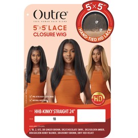 Outre - 5X5 Lace Closure Wig - Human Hair Blend - Kinky Straight 24" (DR4/GOLDEN HONEY BLONDE)