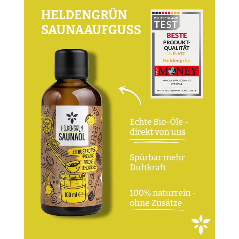 Heldengrün Organic Sauna Infusion "Citrus Magic" [100% Natural Pure] Sauna