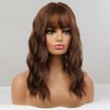 HAIRCUBE Long Brown Wavy Wigs for Women, Synthetic Wig Made
