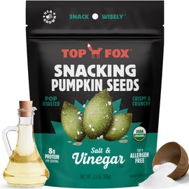 Top Fox Snacks Pumpkin Seeds to Eat (Salt & Vinegar, 3.5 oz – 2 Pack) - Gluten Free Snacks, Healthy Protein Snacks, Keto Friendly Snacks, Allergen Free Snacks, Paleo & Vegan - Organic Pop-Roasted