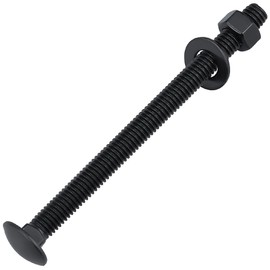 5/16-18 x 5" (8 Sets) Carriage Bolts Black, 304 (18/8) Stainless Steel Carriage Screws with Hex Nuts and Flat Washers, Square Neck Round Dome Head, Coarse Thread
