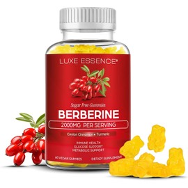 Berberine Gummies with Ceylon Cinnamon & Turmeric | 2000mg Berberine HCI Supplement for Digestive Health & Support of Healthy Glucose Metabolism | Vegan, Sugar-Free, Pineapple Flavour | 60 Gummies
