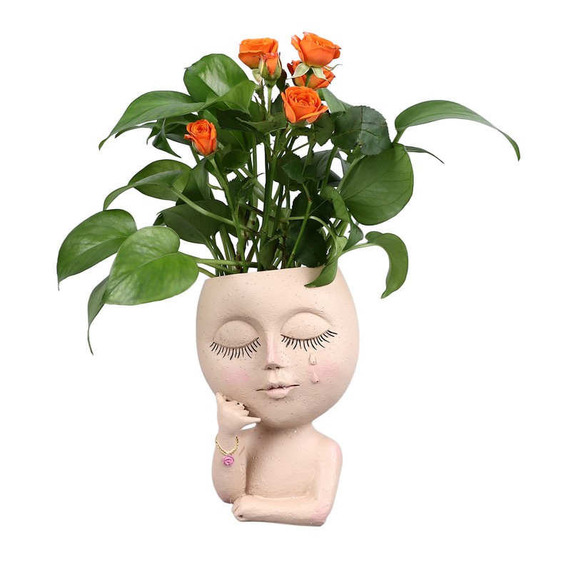 Face Planter Pots Resin Home Head Planter Face Flower Pot