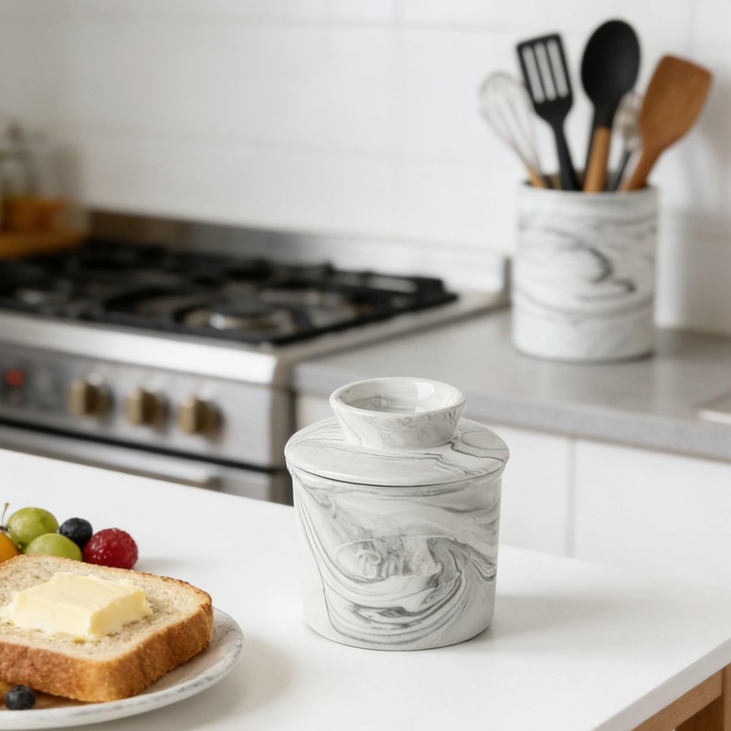 Howise Ceramic Butter Crock, 6 OZ Butter Keeper for Counter,