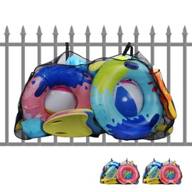 2pcs Pool Float Storage Bag - 55 * 31.5 * 12in Hanging Pool Toy Storage Mesh Net Adjustable for Fence, Poolside Pouch Holder Organizer for Pool Noodles, Swimming Ring, Balls, Inflatables