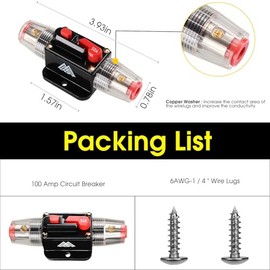 M1A2 M1A2 50 amp Circuit Breaker Switch 50A Waterproof Fuse Inline Holder 3-15 AWG Resettable Fuse Manual Reset 12V-48V DC for Car Audio Sound Amplifier System RV Home Marine Boat Truck