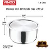 Vinod Cookware Indian Stainless steel Multipurpose Tope with Lid -