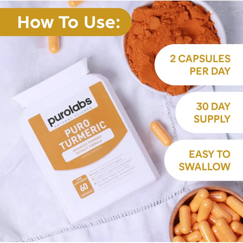 Purolabs Turmeric and Black Pepper Capsules (High Strength) - 95%