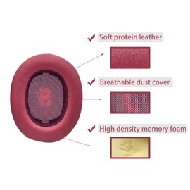 ACCIUK Replacement Ear Pads are Compatible with JBL E55BT Headphones, Made of Soft Protein Leather and Memory Foam, Replacement Ear Pads for Repair Accessories (red)