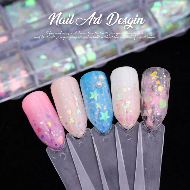 Teenitor Maquillaje Brillo Holográfico 12 Pzas Uñas Cabello Y Cuerpo
