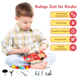 Montessori Toy Fire Brigade, Fire Brigade Games Children, Play Car for Screwing Montessori Toy from 2 3 Years, Montessori Wooden Screw Board, Motor Skills Toy, Wooden Toy Screwdriver