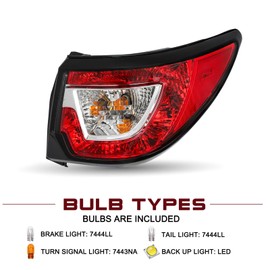 JSBOYAT Halogen Tail Light Fits for 2013-2017 Chevy Traverse Outer Rear Light Taillight Assembly OE Direct Replacement Brake Tail Lamp Pair Set w/Bulb GM2800193 GM2801193