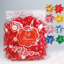 Shimojima 001456804 Heiko Ribbon Stickers, Gift Flowers, Commercial Use, 0.5 inches (12 mm) Red 50 Pieces
