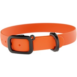 Waterproof Dog Collar - Durable, Comfortable and Adjustable Outdoor Dog Collar with Wear Resistant Buckle and ID Tag Ring for Small Dogs by Nuvuq (Orange, Small)