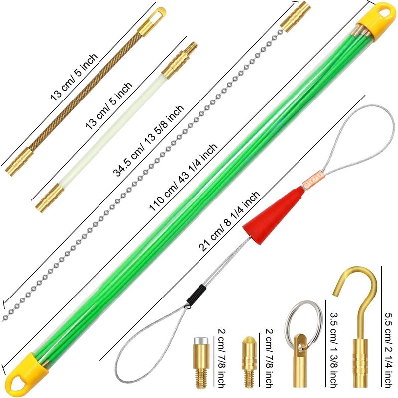 50 Feet Fiberglass Fish Tape Cable Rods, Electrical Wire Running