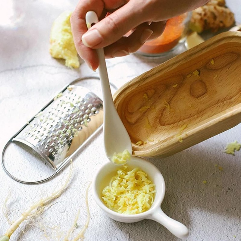 TAMUME Stainless Steel Hand Grater with Integrated Wooden Container