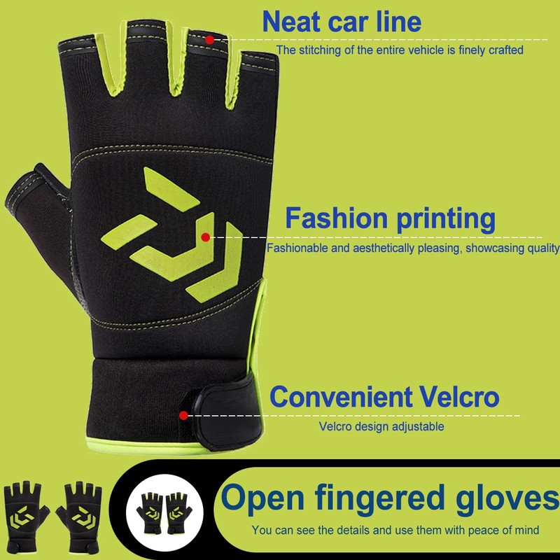 Fingerless Fishing Gloves, Sun UV Protection Gloves Anti Slip Gloves