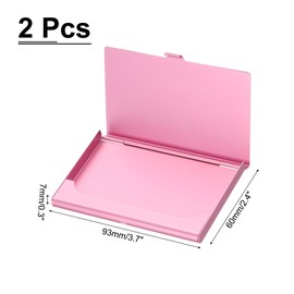 PATIKIL Bling Alloy Business Card Holder, 2Pcs Rhinestone Name Credit Card Organizer Bling Pocket Display for Women Office Exhibition, Pink