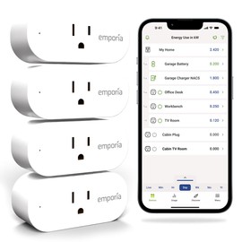Emporia Energy Monitoring Smart Plug, WiFi Smart Outlet Plug Works with Alexa and Google Home - 15a WiFi Outlet with Timer, Mobile App, Home Energy Monitor, Scheduling - 2.4ghz WiFi Only (4 Pack)