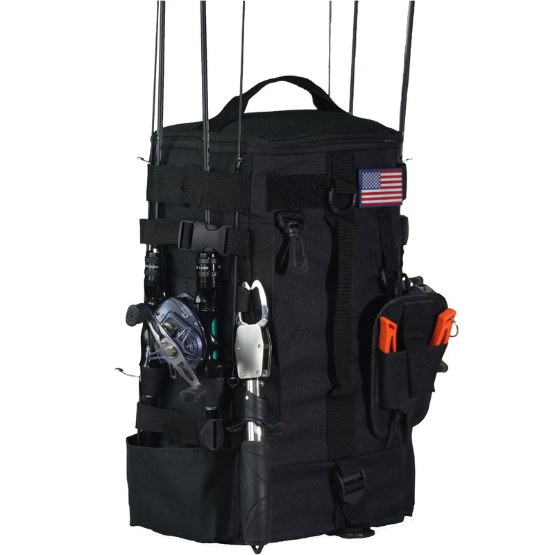 kokkoya Small Fishing Bag Tackle Backpack with Rod Holder 16L