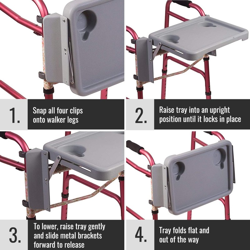 DMI Walker Tray, Rollator Tray, Mobility and Walker Accessory Tray
