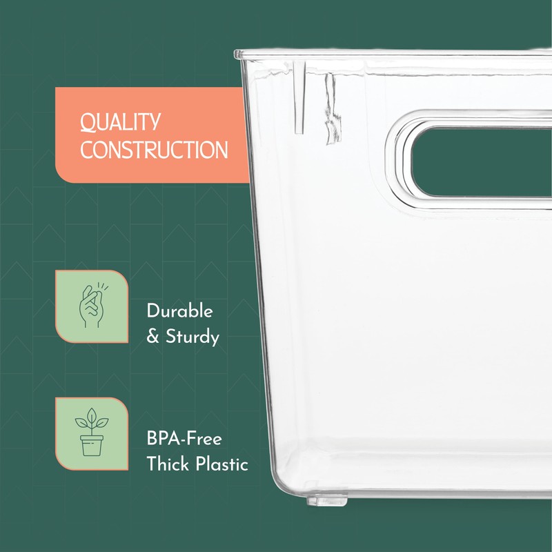 RUBOXA Shatterproof Clear Plastic Storage Bins for kitchen organization and
