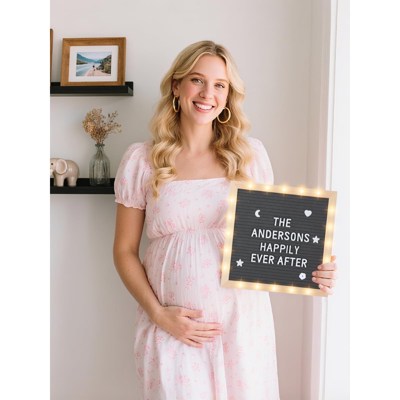 Changeable Felt Letter Board with LED Lights - 10×10" Message