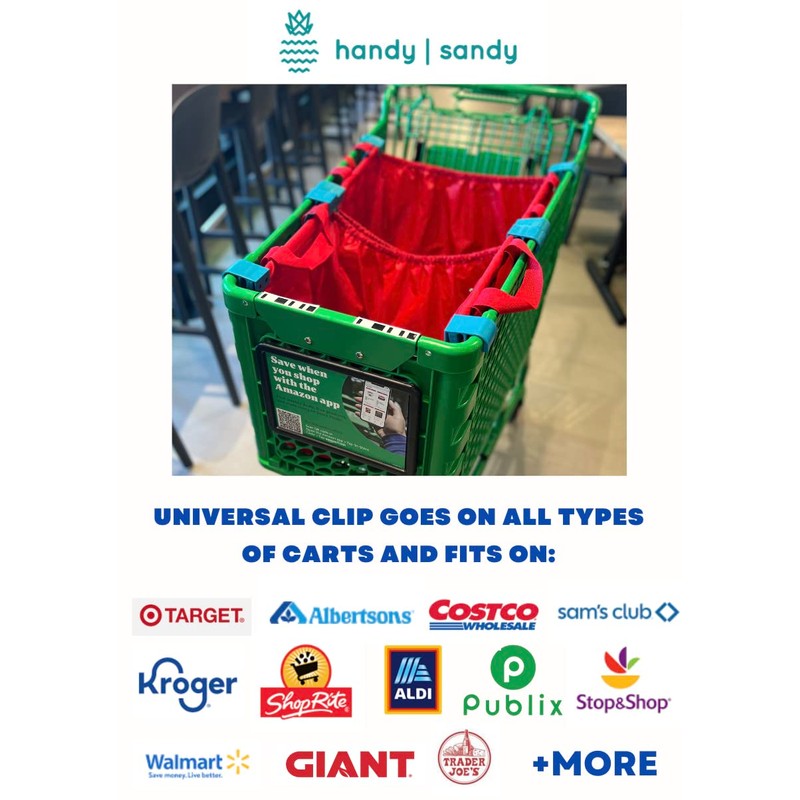 Handy Sandy Reusable Shopping Cart Bags (Set of 3), Foldable