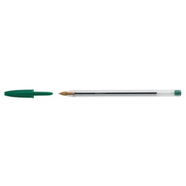 Bic Cristal Grip ballpoint pen with medium 1mm line width and green ink, PACK of 50
