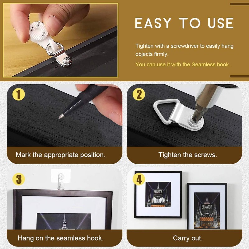 Rustark 110Pcs Small Triangle Ring Picture Hangers Frame Hanging Hangers