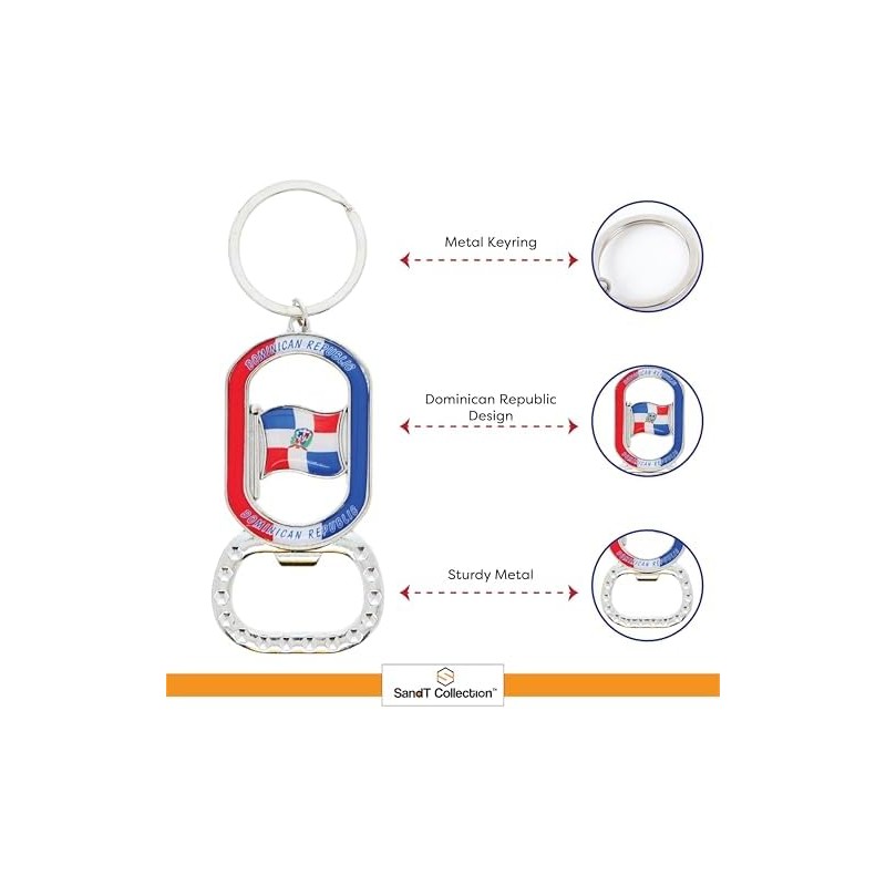 Llavero abrebotellas de cerveza de República Dominicana, forma ovalada