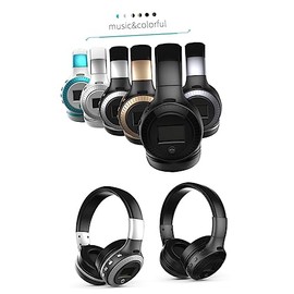 KICHOUSE Foldable Headphones Noise Cancelling Support Card Mp3 Wav Wma Over Ear Headset for Travel Black