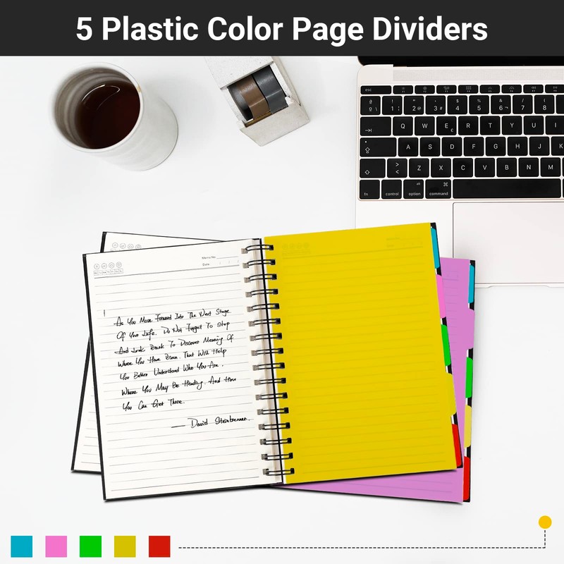 EUSOAR Hardcover Spiral Notebook, 6 Pack A5 5.5"x 8.3", 5