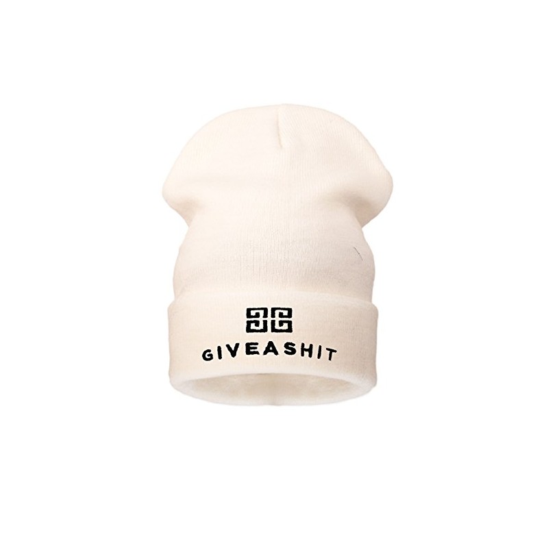 4sold Men's Knitted Hat Black M/L Black Giveashit (White) Universal
