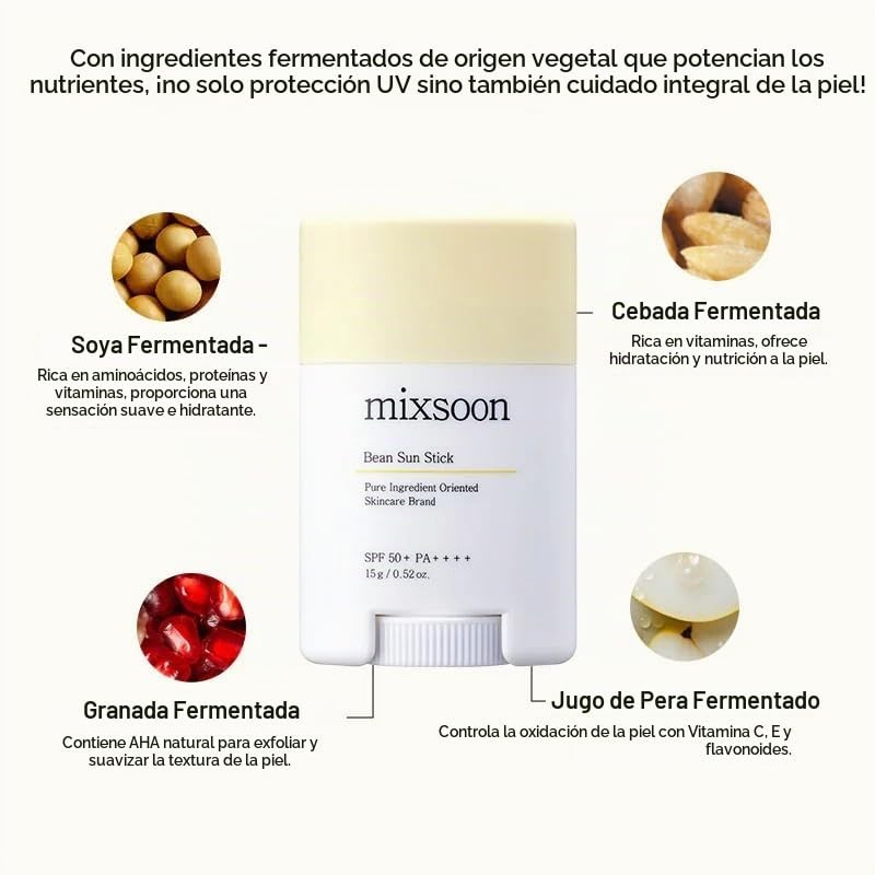 MIXSOON Bean Sunstick – Barra Solar Facial Ligera con Extracto