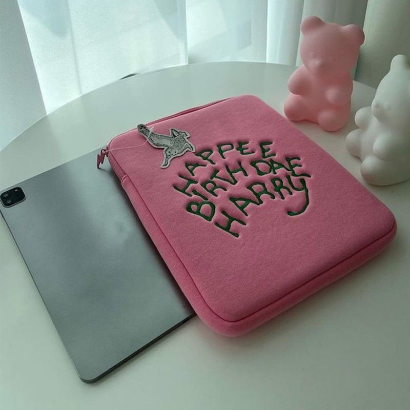 Tablet Sleeve Case Cute Stylish Pink Soft Cotton Cloth Shatterproof