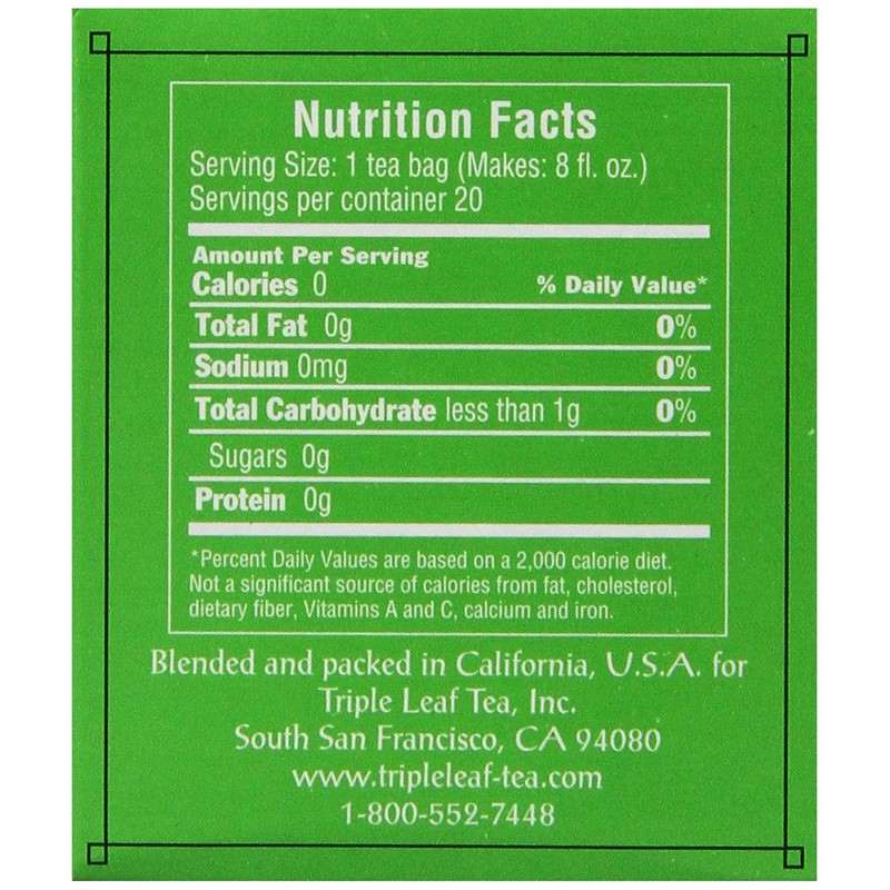 Triple Leaf Tea, Decaf Green Tea, 20 Tea Bags (Pack