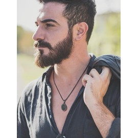 PIYIZ Archangel Jewelry Black Metal Plated Stainless Steel Rope Wheat Chain Patron Saint Amulet Gift St. Christopher Pendant Necklace for Men