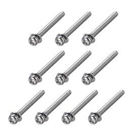 sourcing map M3 x 40mm 304 Stainless Steel Phillips Pan Head Machine Screws Bolts Combine with Spring Washer and Plain Washers 10pcs