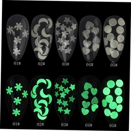 FOMIYES 2 Sets 5 Unique Star Moon Nail Stickers Luminous Sequin Pack 5 Bottles Ideal for DIY Nail Art