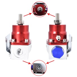 WFLNHB Universal Adjustable Fuel Pressure Regulator Kit Aluminum with 100 Psi Pressure Gauge AN6-6AN Fuel Line Hose Fitting Connectors Kit Red and Blue