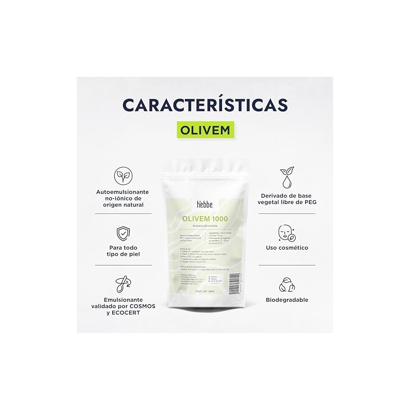 HEBBE Olivem 1000 500 g | Autoemulsionante Natural PEG-Free |