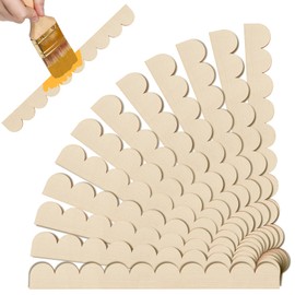 Scalloped Decorative Wood Trim Unfinished Scalloped Edge Wooden Molding Cute DIY Moulding Trims for Cabinet Window Shelf Door Wall, 15.74 x 1.57 Inch, 24 Pack