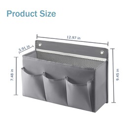 LASAMOLL 2-Pack Hanging Storage Baskets - Wall Organizer with 3 Pockets for Home/Dorm/Closet/Door, Multi-Purpose Space Saver for Office/Bathroom/Nursery - Foldable Fabric Organizer (Grey)