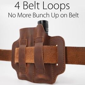 XXL EDC Leather Sheath for Leatherman Multitools, Belt Sheath Pocket Organizer for 5 inch Knives Tactical Flashlights Tools, Chestnut