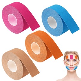 Pack of 4 Face Lifting Tape, Lifting Tapes Face 2.5 cm x 5 m, Anti-Wrinkle Face Tape for Smooth Eyes, Face Tape Against Wrinkles, Multifunctional Face Tape for Firming and Firming the Skin