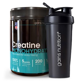 GN Creatine Monohydrate Powder, 1kg, with 600ml Shaker, for Muscle Mass, Strength and Performance
