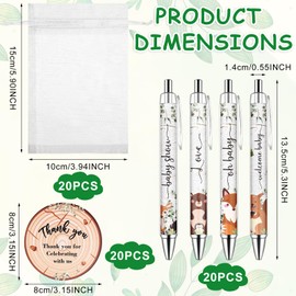 20 Sets Baby Shower Favors Gifts for Guests Include 20 Ballpoint Pens 20 Thank You Greeting Cards 20 Organza Bags Baby Shower Party Favors Gender Reveal Souvenirs Prizes